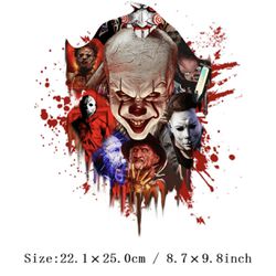 Horror Movie Patches Pennywise Halloween Iron-on Heat Transfer Sticker Heat Pressed Decals Heat Transfer Patch For DIY Clothing T-Shirt Mask Jeans Bac