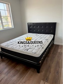 New Queen bed frame with mattress