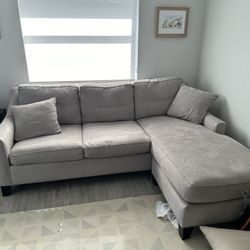Grey/gray Micro Suede Pull Out Couch 