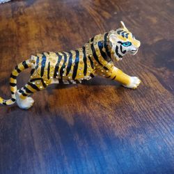 Tiger Enameled Trinket Box