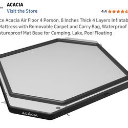 Space Acacia Air Floor 4 Person, 6 Inches Thick 4 Layers Inflatable Air Mattress with Removable Carpet and Carry Bag, Waterproof Moistureproof Mat Bas