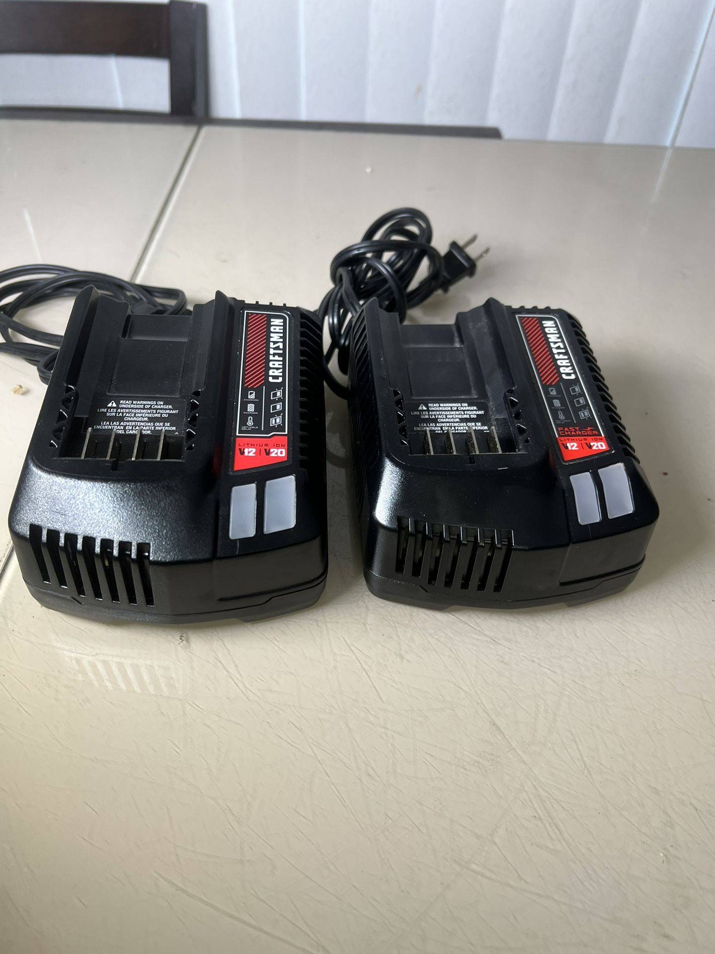 Lot Of 2 Craftsman CMCB102 12V-20V Max Lithium-Ion Battery Charger New Open Box. New open box without repackaging. New however there are a couple of v