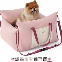 Lesure Small Dog Car Seat for Small Dogs - Waterproof Dog Booster Seat for Car with Storage Pockets and Clip-On Safety Leash and Thickened Memory Foam