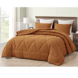 New Chezmoi Collection Rory, Triangle Quilted Microfiber Comforter Set - in the color orange (Twin size) 