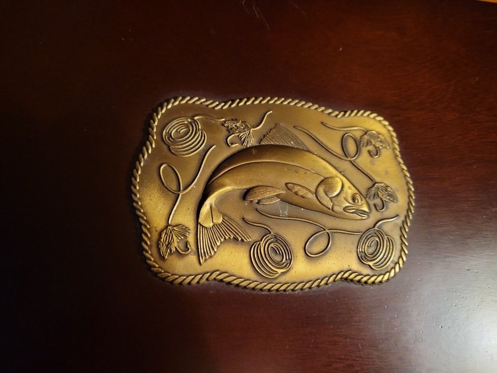 Solid Wood Box With Emblem Of Trout