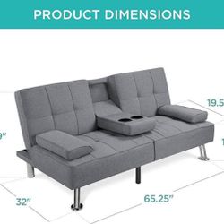 NEW! Modern fabric futon couch sofa bed - Dark grey 