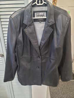 Wilsons Pelle Studio Black Leather Blazer Jacket