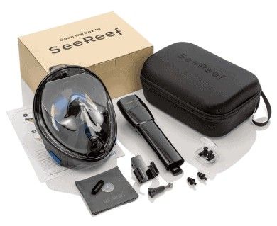 SeeReef Full Face Snorkel Mask with an extra-long snorkel