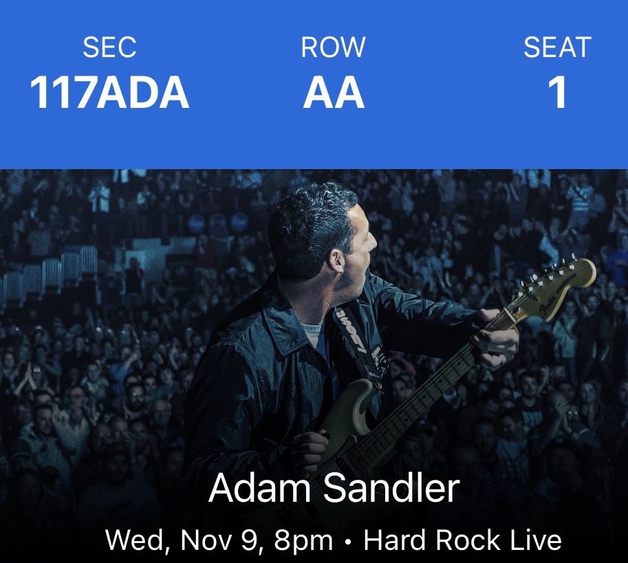 Adam Sandler Tickets!!! Lower Level, First Row!