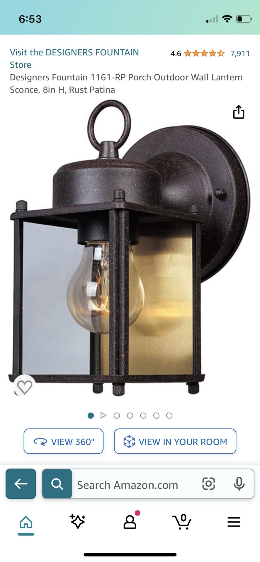 Designers Fountain 1161-RP Porch Outdoor Wall Lantern Sconce, 8in H, Rust Patina