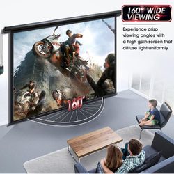 Aoxun 120" Motorized Projector Screen - Indoor and Outdoor Movies Screen 120 inch Electric 4:3 Projector Screen W/Remote Control