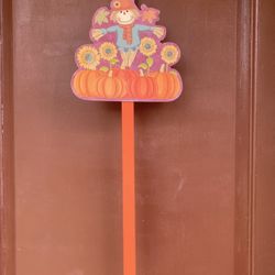 Fall Scarecrow And Pumpkin Yard Stake 22”