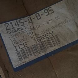 Kohler Pedestal Sink(BOTH PARTS)  ICE GRAY sitting In Boxes Forever