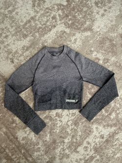 Gymshark Grey Seamless Long Sleeve Crop Top Gymwear Pilates Yoga