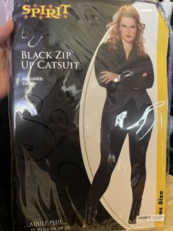 Black Zip Up Catsuit Plus Size