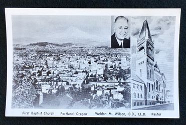 1950's Vintage B & W Postcard, First Baptist Church, Weldon Wilson - $3 (Beaverton OR