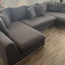 Large Dark Gray Sectional Sofa 