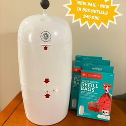 NEW Prince Lionheart Twist’R Diaper Pail & 4 Packs of Refill Bags (40 Total)