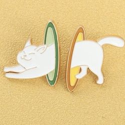 New - Kitty Cat Portal Pin Set Brooch 2 Pieces