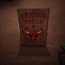 Chicago Bulls Wooden Clock 16 X 11