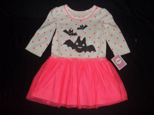 NWT girls adorable pink tulle Halloween bat dress