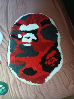 Luxape Bape-inspired "Ape Head" red camo custom handmade rug