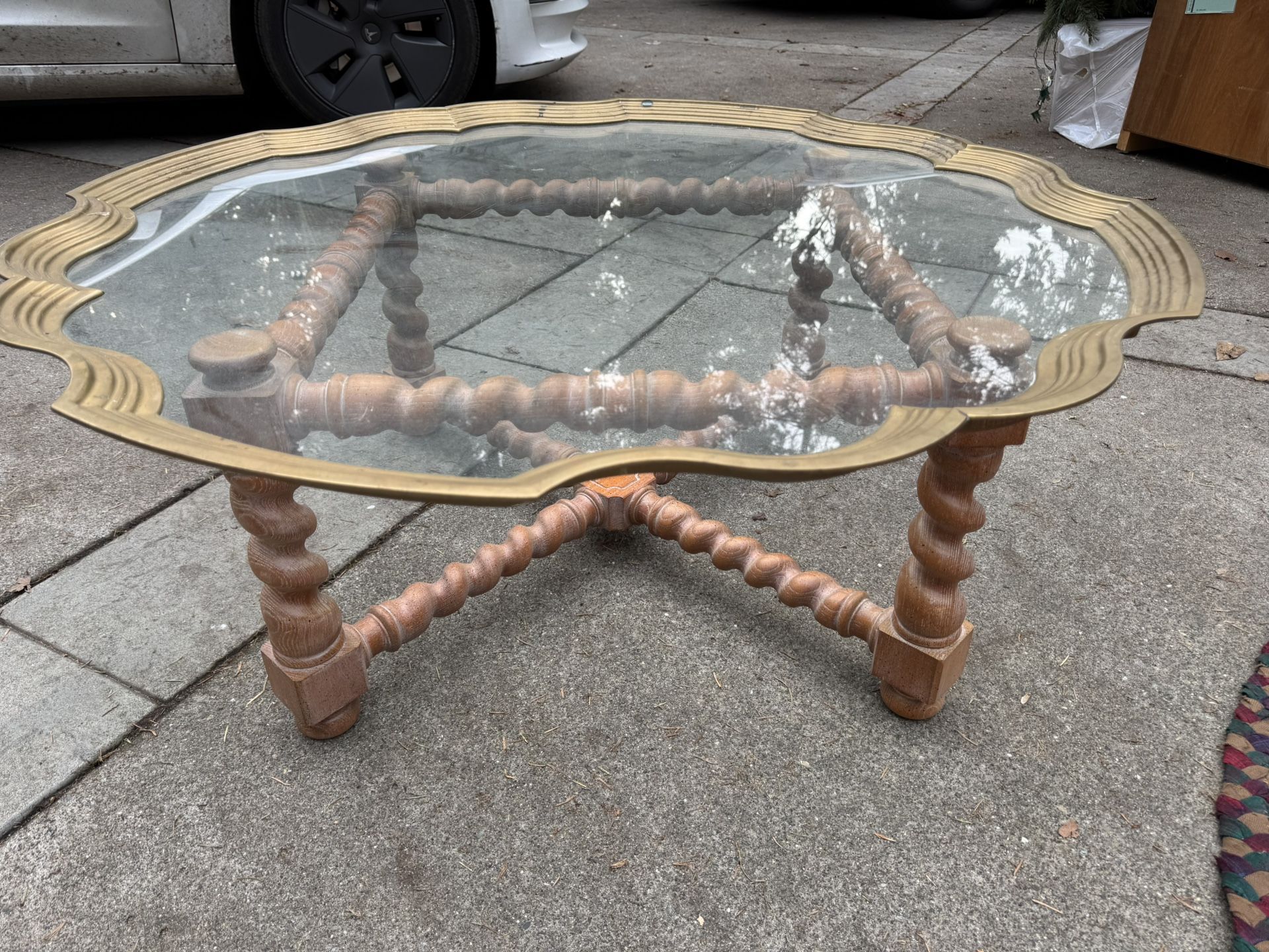 Coffee Table w/Glass & Brass Top