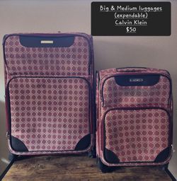 Big 28" & Medium 24"  luggages (Calvin Klein), with wheels and pulling handle. Expendable