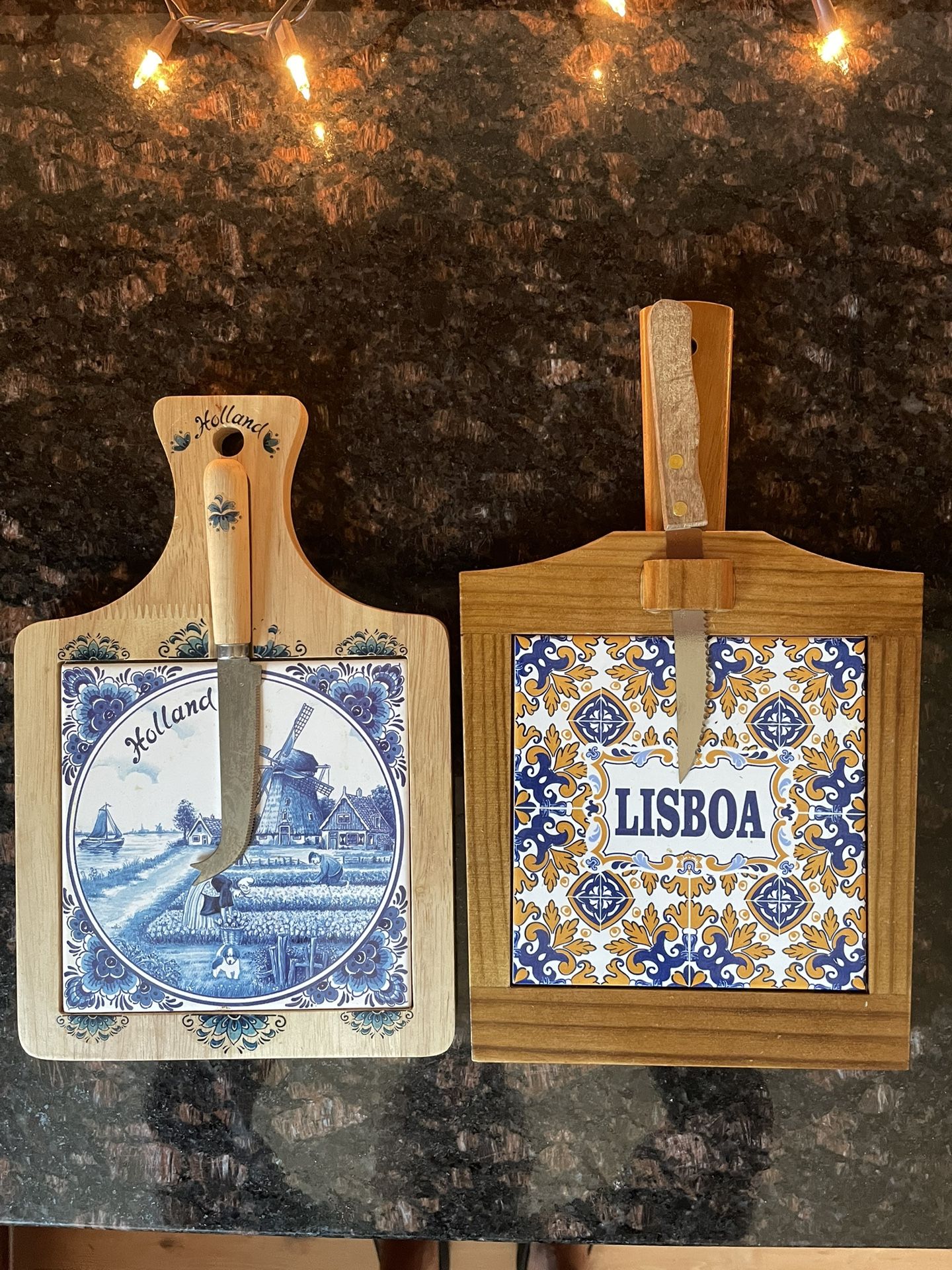 Two Ceramic Tile Cheese Boards