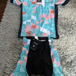 JPOJPO Women’s Cycling Jersey and Padded Shorts, size M