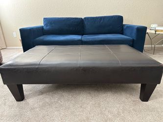 Leather Ottoman dark brown