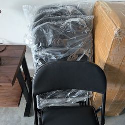 Metal Cushioned Foldable Chair Black 6 Pack New