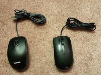 (2) Computer Optical Wired Mouse - 1 New Logitech, 1 Used Dell