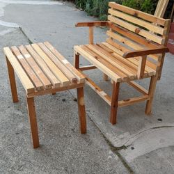 Rustic Wood Bench and Table ( measurements shown in pics)
