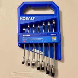 New Kobalt 7 Pc. SAE Reversible Combination Ratcheting Wrench Set #(contact info removed)