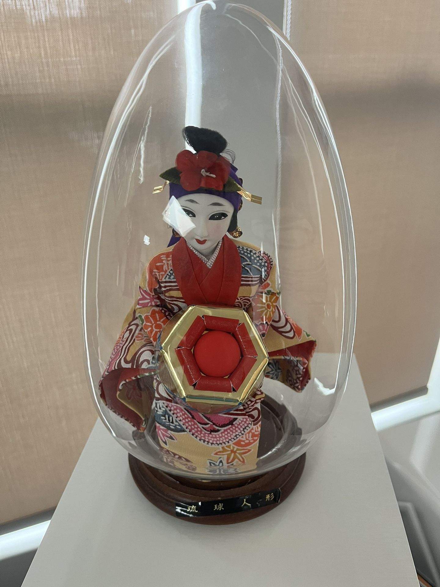Japanese Okinawa Porcelain Ryukyu Geisha Doll Encased Clear Glass Egg 11 X 6",All Products : American Fashion Style Bags On Sale
