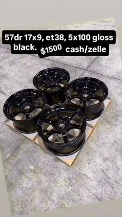 57DR 17x9 ET38 5x100 Gloss Black Wheels Set of 4