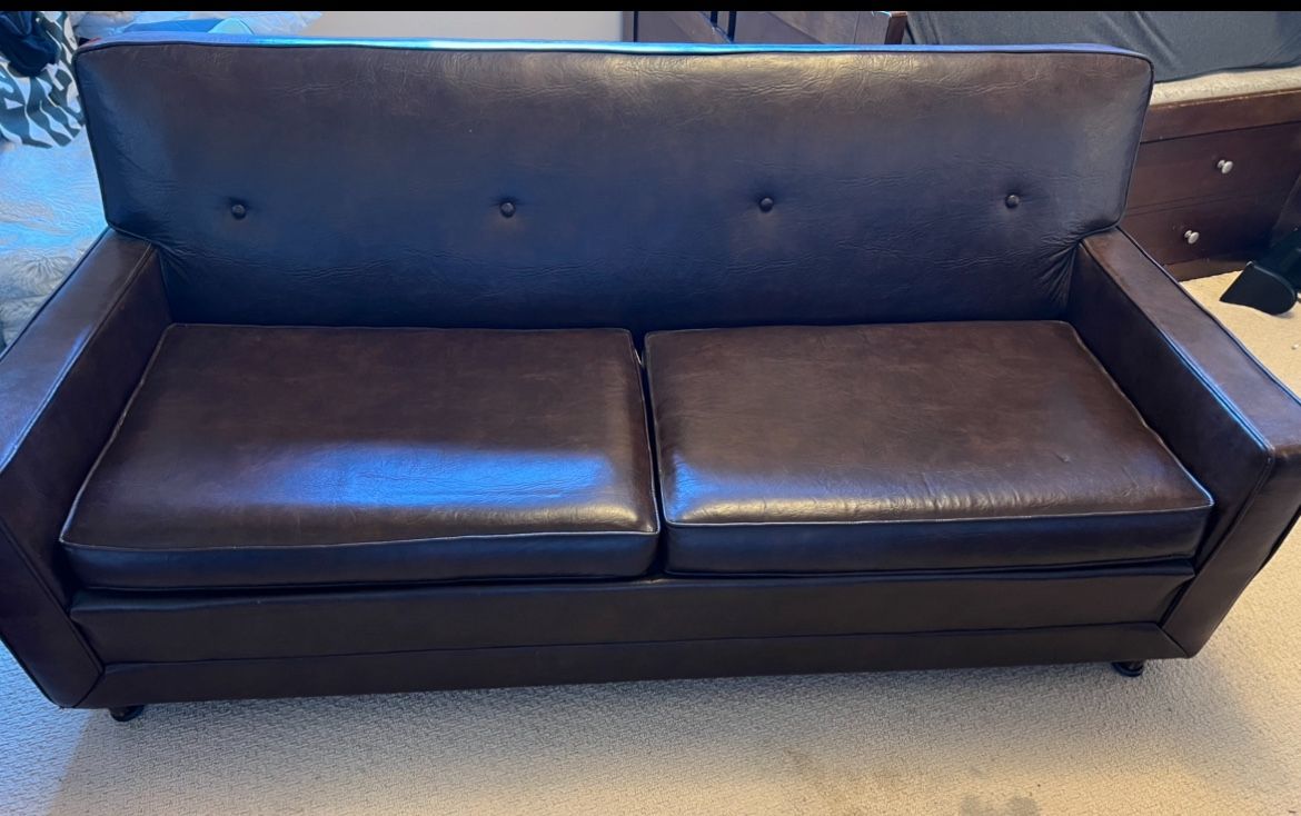 Faux Leather Sleeper Couch