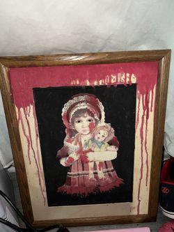 Probably Haunted Creepy Thrifted Embroidery Portrait