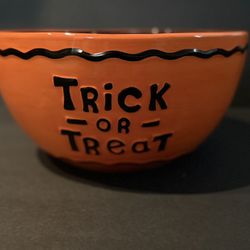 Halloween TRICK OR TREAT Candy Bowl Ceramic