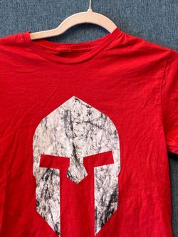 Red Spartan Helmet Graphic T-Shirt