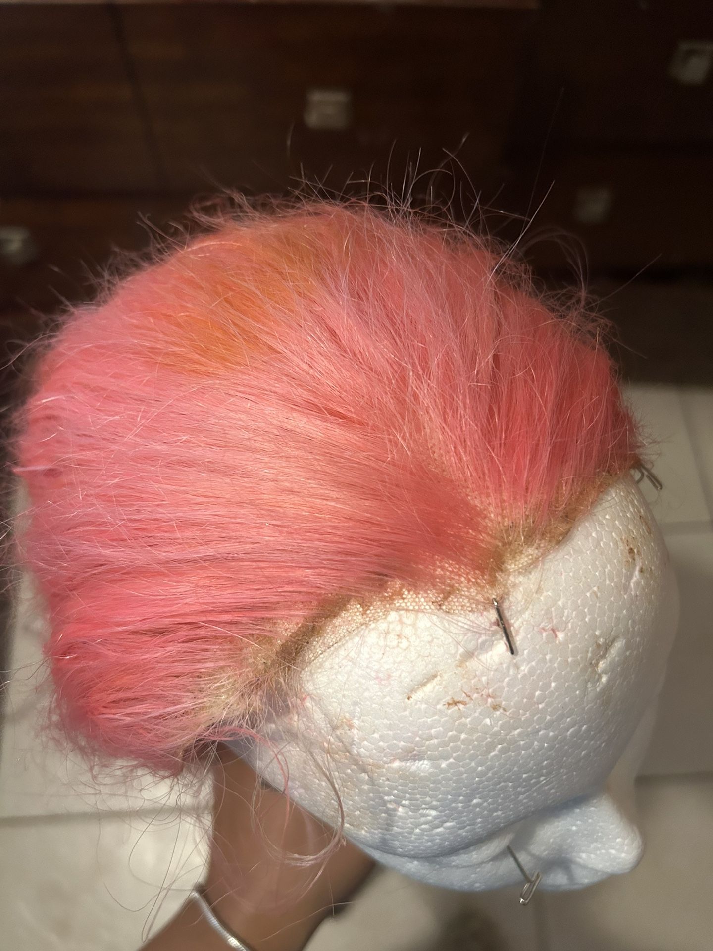 HOT PINK 100% Human Hair Wig 32 Inch