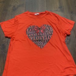 Women’s Red Heart Bling Shirt Size 1x By Nicole Fashion #21
