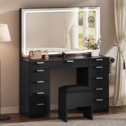 11 Drawers & Storage Stool, Makeup Desk with Smart Mirror