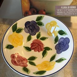 Set of Two - Hand Painted 9.5 Inch Bowls