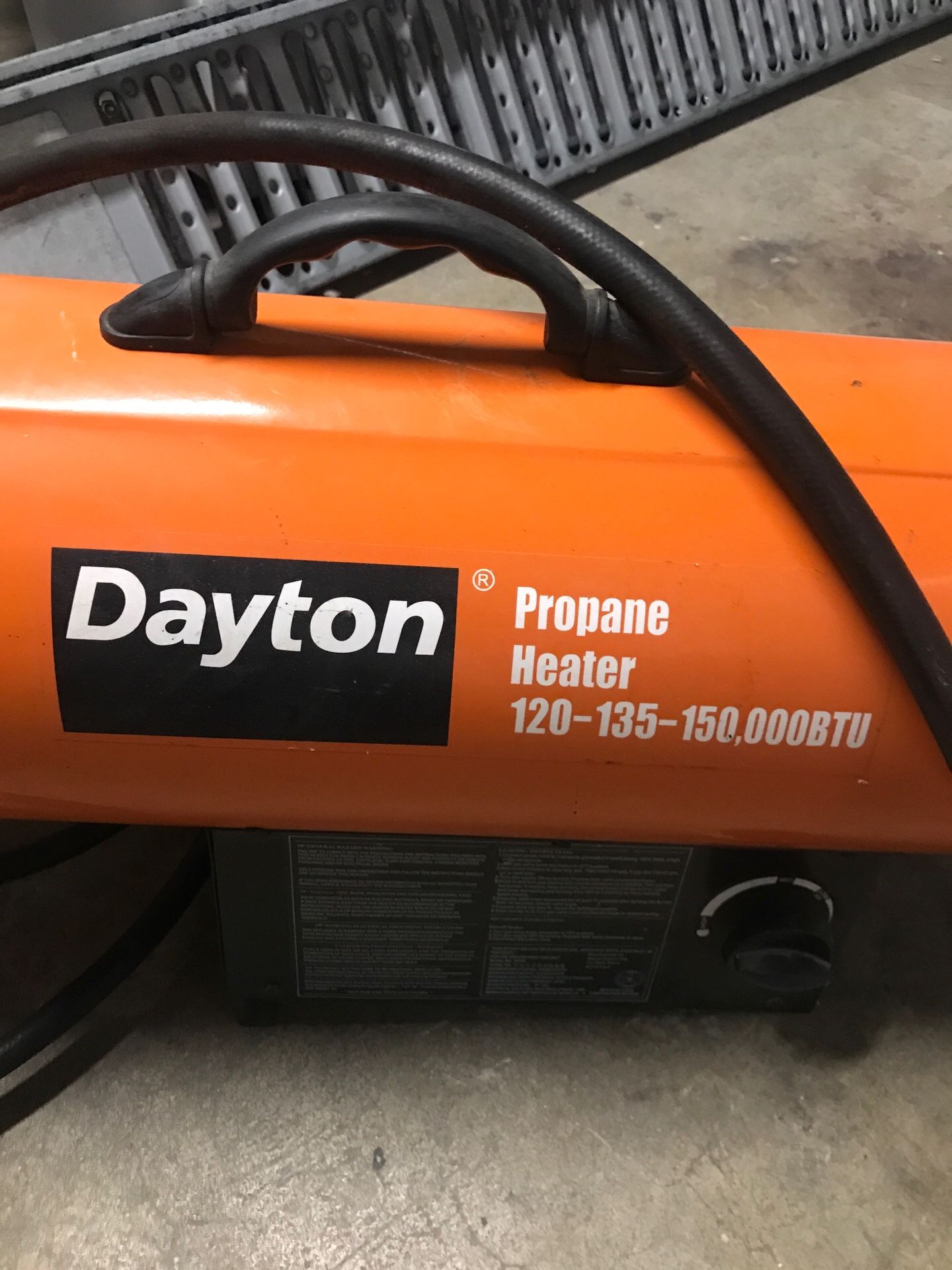 Dayton Torpedo portable Gas Heater 120000/150000 btu