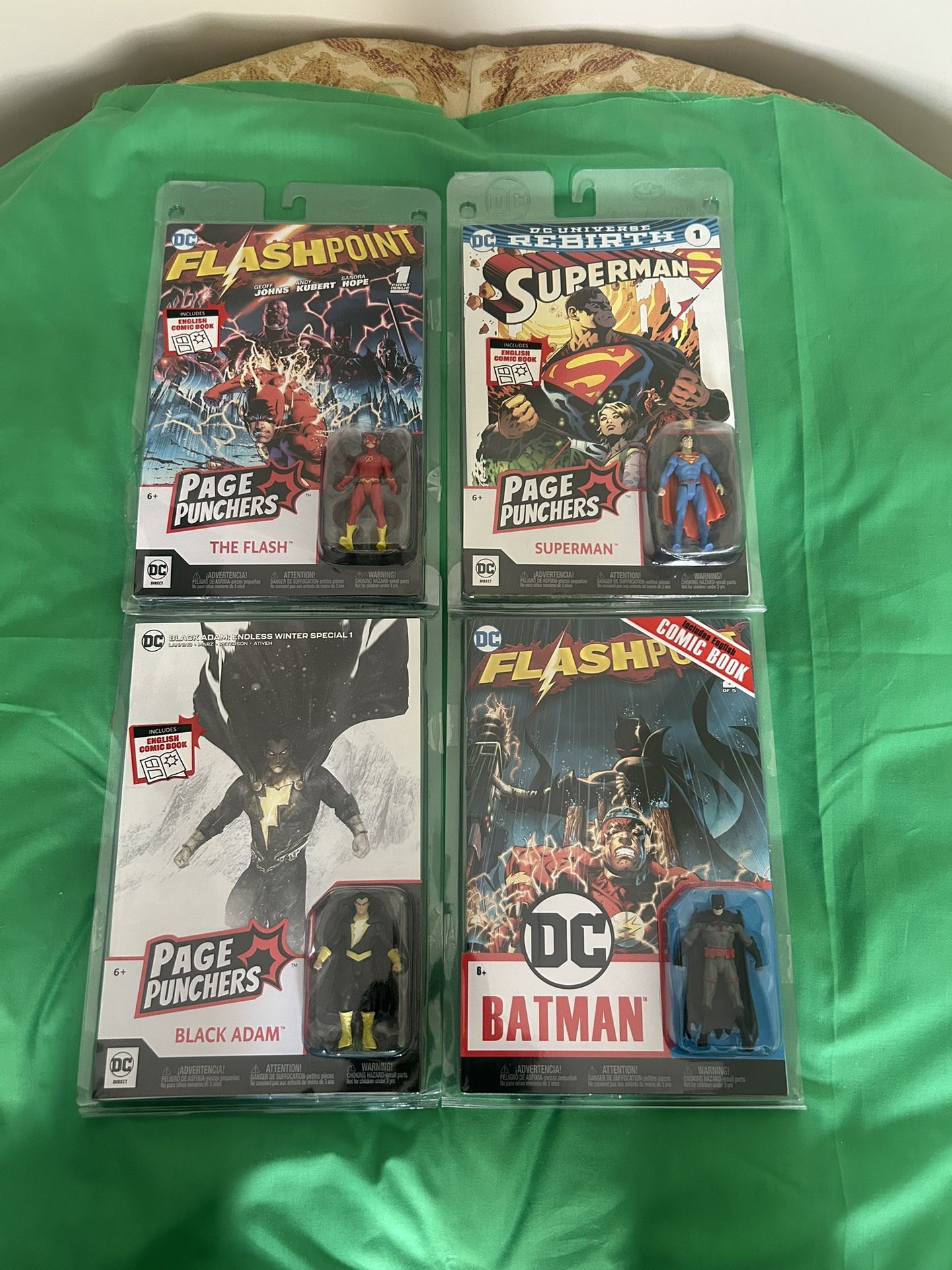 McFarlane Toys DC Page Punchers Comic Book & 3" Figures Flash Batman Lot Of 4 BLACK ADAM/SUPERMAN/BATMAN/THE FLASH