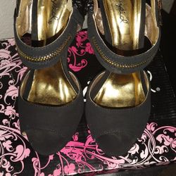 Open Toe Black Suede High Heels