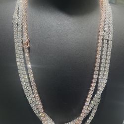 VVS Tennis Chains - Passes Diamond Tester - Available in Rose, White, Yellow - ✨ Crazy Shine - 4mm 22 inches 