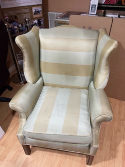 Wingback Accent Chair Striped Upholstery